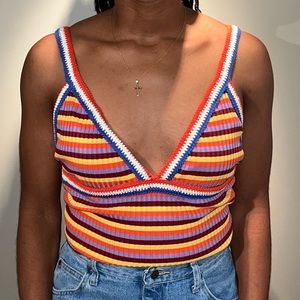 Zara Multicolour Crochet Tank Top